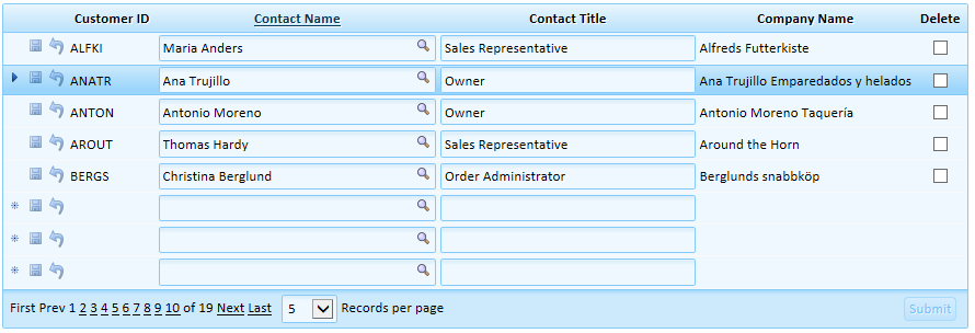 In the Grid that calls the Lookup only 2 of the 5 Lookup fields are visible, 3 are hidden
